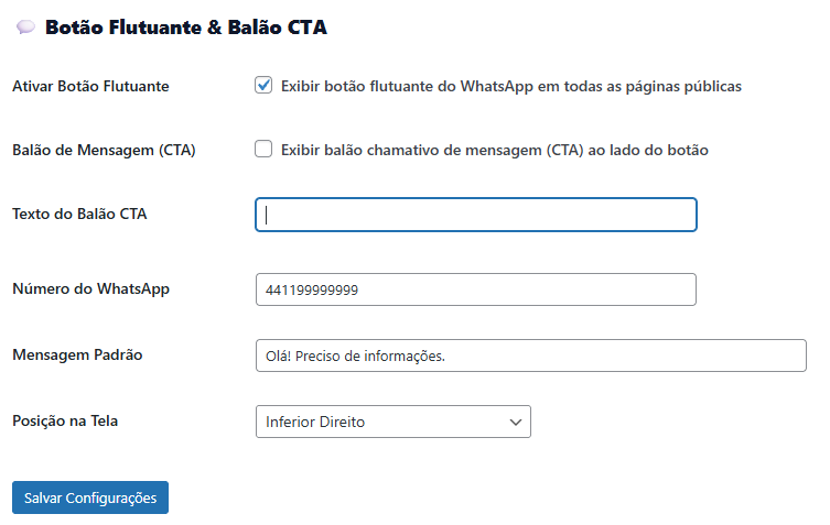 Botão flutuante do WhatsApp exibido no canto inferior direito do site